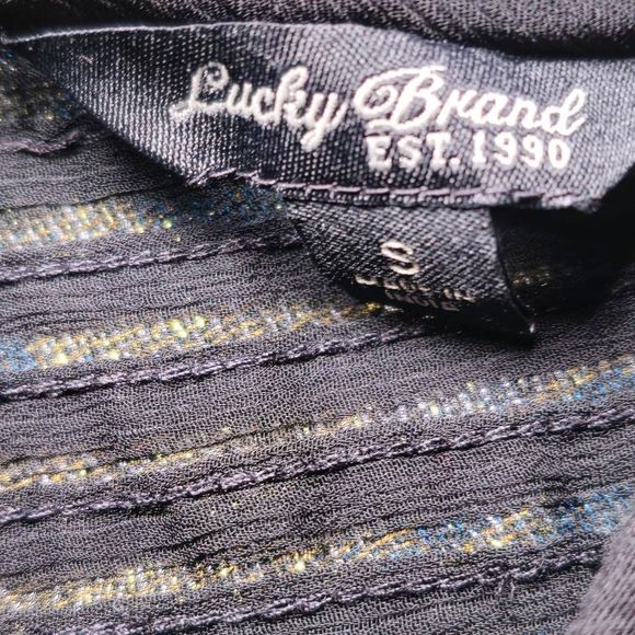Lucky Brand Sheer Long Sleeve Blouse Black size small - Picture 5 of 5